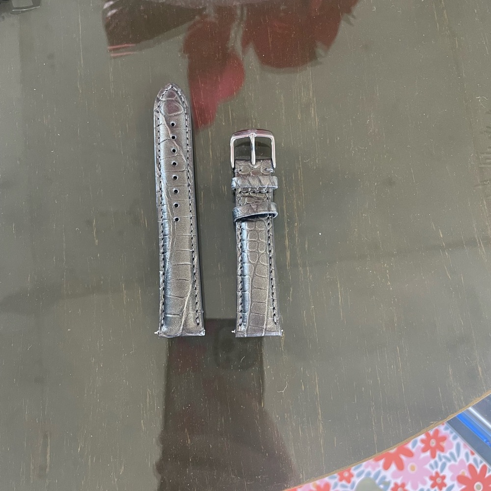NWOT Michele Dark Grey Metallic Alligator Watch Band